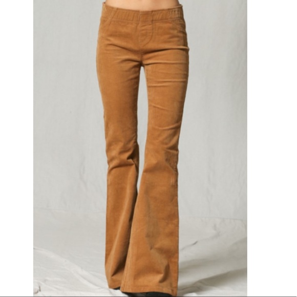Pants - Boutique Camel Pull On Cord Flares